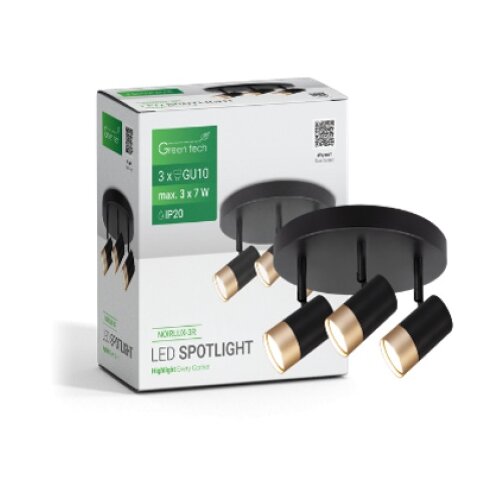 Greentech LED spot svetiljka gu10 x 3 crno-zlatna ( NOIRLUX-3R ) Slike