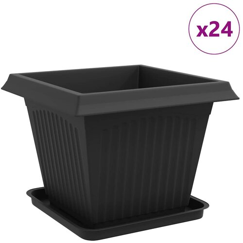 vidaXL Saksije za biljke 24 pcs Crna 43 x 43 x 33 5 cm Plastika - Crna 33 x 33 x 26 cm 24 Cene
