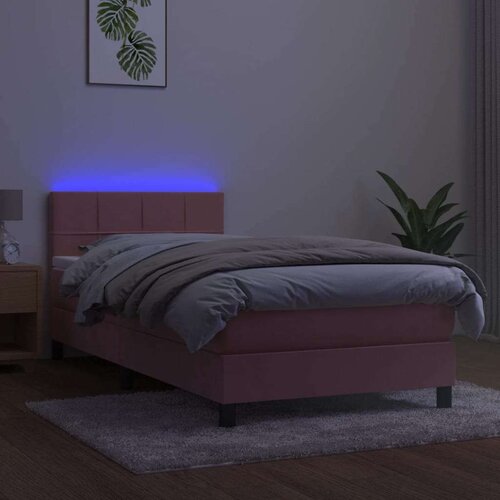  Krevet box spring s madracem LED ružičasti 90x200 cm bar&amp;scaron;unasti Slike