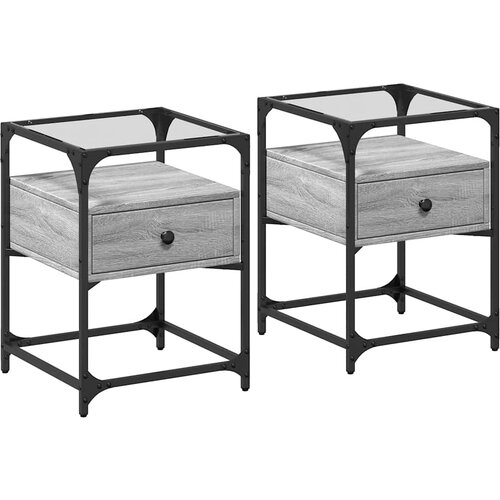 Maison Chic Dvo delni komplet Nočne omarice - Nočne mize siva sonoma 40x40x55 cm inženirski les, (21687834) Slike