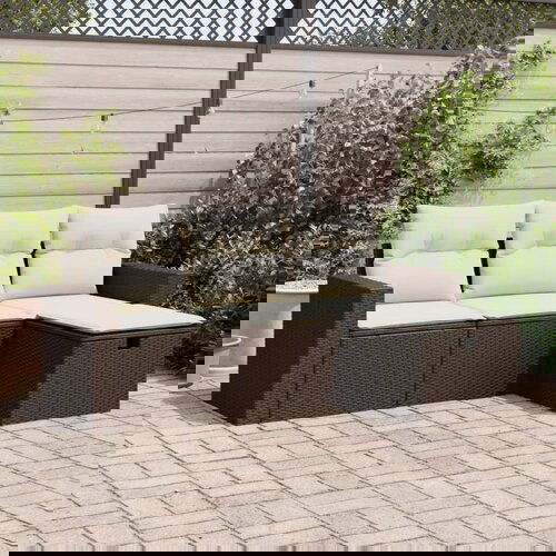 VidaXL 4-dijelni set vrtnih sofa od poliratana s jastucima smeđi Slike