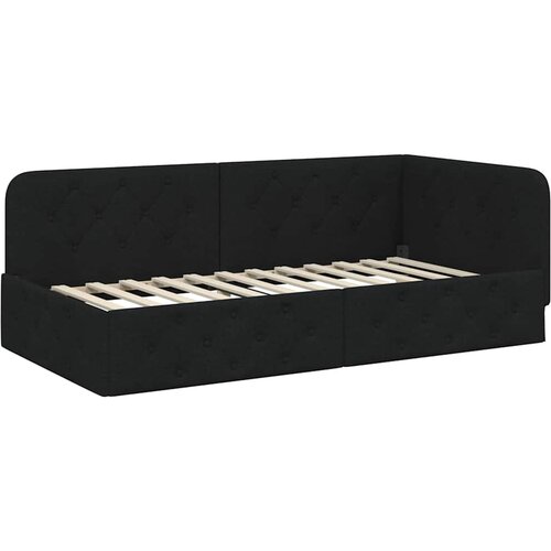 vidaXL Kotna postelja z vzglavjem Črna 90 x 200 cm blago, (5000106674) Cene