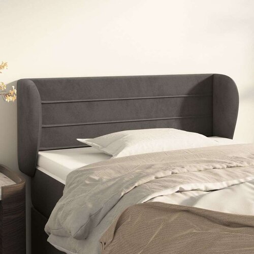  Vzglavje z u&amp;scaron;esi temno sivo 83x23x78/88 cm žamet, (20736757) Slike
