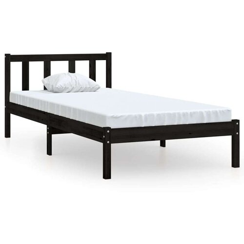 VidaXL okvir za krevet crni od borovine 75 x 190 cm uk jednokrevetni Slike