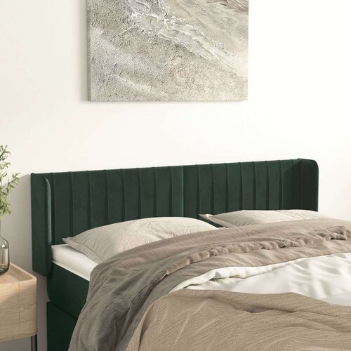  Vzglavje z u&amp;scaron;esi temno zeleno 147x16x78/88 cm žamet Slike