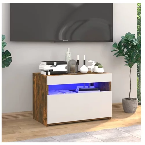  TV omarica z LED lučkami dimljeni hrast 60x35x40 cm
