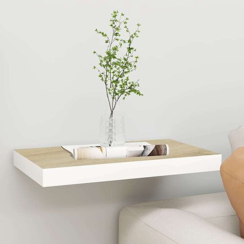 vidaXL Stenska polica barva hrasta in bela 50x23x3,8 cm MDF Cene
