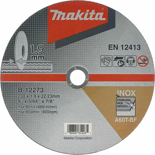 Makita Tanka rezalna plošča za inox 230x1,9x22,23mm B-12273