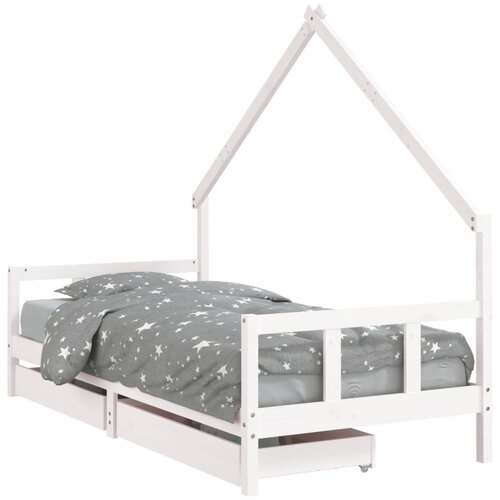 Maison Chic Otroška postelja - Otroški ležaj - Otroški posteljni okvir s predali bel 90x200 cm trdna borovina, (21698341) Cene