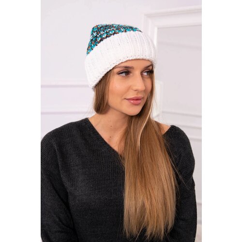 Kesi Women's cap Iris K348 white+turquoise Cene