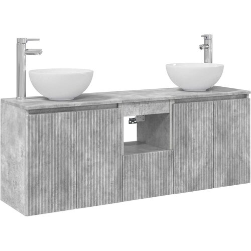 Set ormarića za kupaonicu 3 kom. Betonska siva 129 x 41 x 80 cm Slike