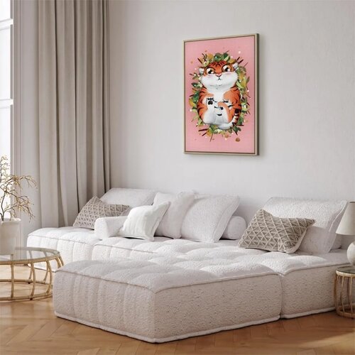  Slika - Tigger on the Grass (1 Part) Vertical 80x120 U prirodnom drvenom okviru Slike