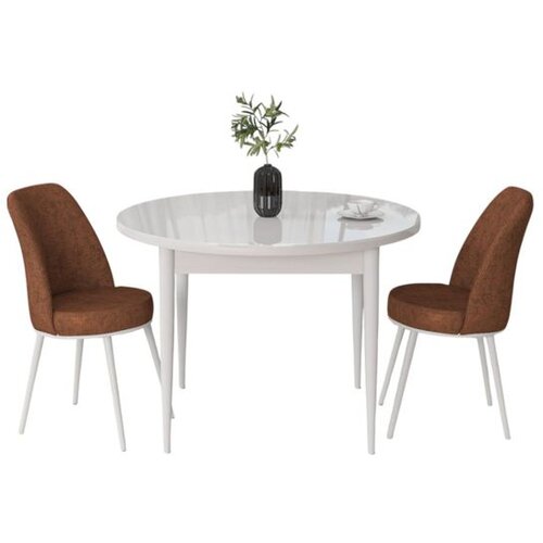 Hanah home trpezarijski set Tor, sto i 2 stolice, bela ploča, terakota tkanina Babyface Cene