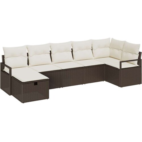  Vrtna sedežna garnitura 7 pcs Rjava in krem 287 x 122 x 85 cm Cene