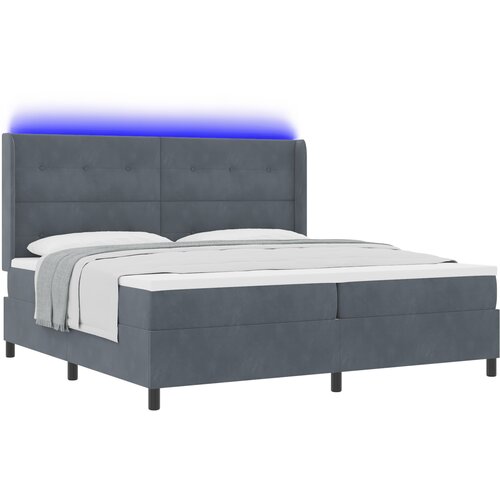 vidaXL Postelja s pomično podlago in vzmetnico ter LED temno siva 200x200 cm žamet, (22049079) Cene