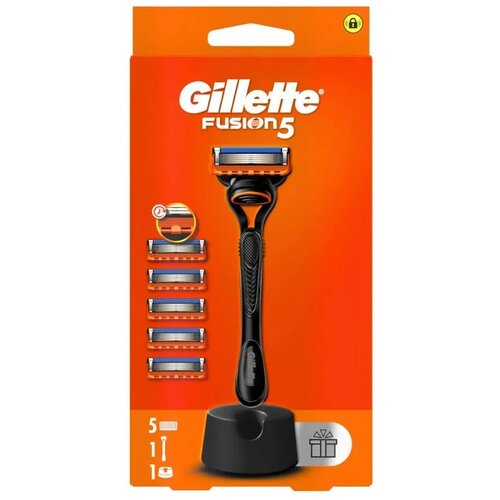 Gillette Mu&amp;scaron;ki aparat za brijanje Fusion 5, 5 dopuna, Crno-narandžasti Slike