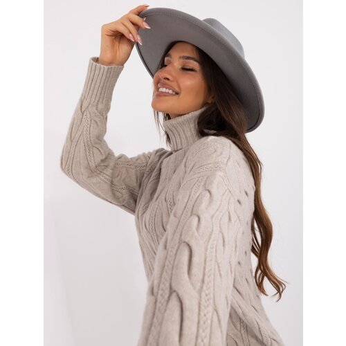 Fashion Hunters light grey women's turtleneck Cene