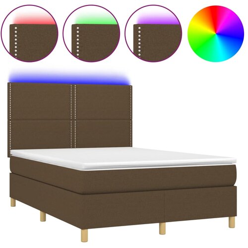 Maison Chic Box spring postelja - Vzmetna postelja z vzmetnico LED temno rjava 140x200cm blago SL16286, (21894153) Cene