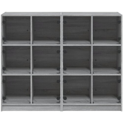  Regal za knjige s vratima siva boja hrasta 136x37x109 cm drveni Slike
