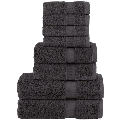 VidaXL 8-dijelni vrhunski set ručnika antracit 600 gsm 100 % pamuk Slike