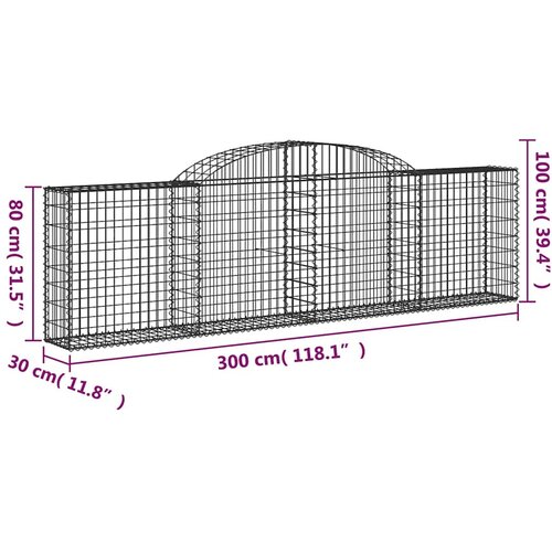  Lučne gabionske ko&amp;scaron;are 7 kom 300x30x80/100 cm pocinčano željezo Slike
