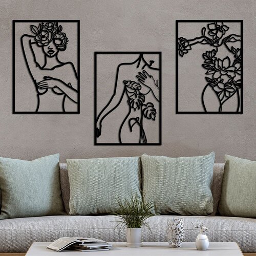 Wallity Zidna dekoracija Metal Nude Women, Crna Slike