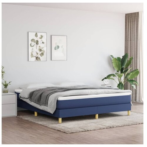  Box spring postelja z vzmetnico modra 160x200 cm blago Cene