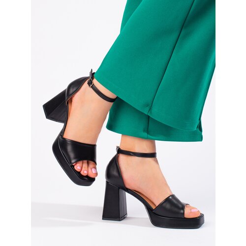 SHELOVET Sandals on a comfortable post black Slike