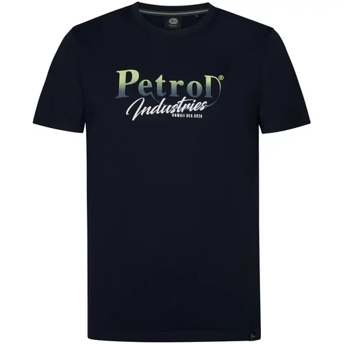 Petrol Industries Majica mornarsko plava / petrol / neonsko zelena / bijela