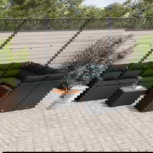 vidaXL 9-dijelni set vrtnih sofa s jastucima crni od poliratana Cijene