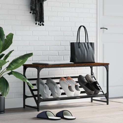 vidaXL Regal za čevlje rjav hrast 90x30x45 cm inženirski les Cene