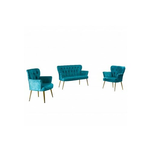 Atelier Del Sofa sofa i dve fotelje paris gold metal petrol blue Cene