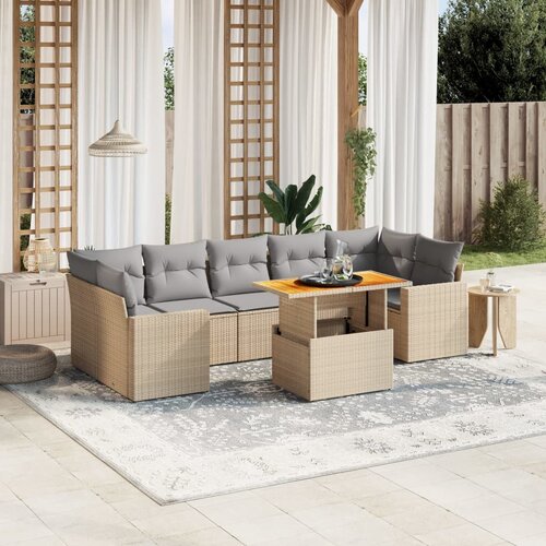 VidaXL 8-dijelni set vrtnih sofa od poliratana s jastucima bež Slike