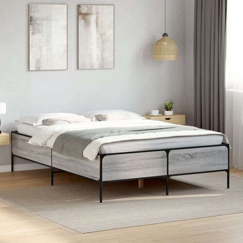 VidaXL Okvir za krevet boja hrasta 120x190cm konstruirano drvo i metal Slike