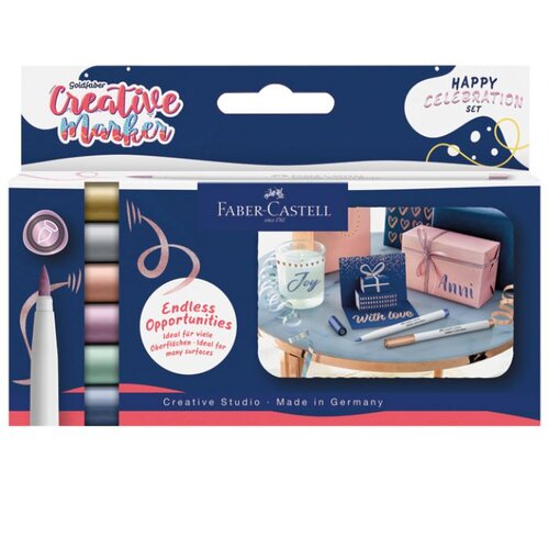 Marker PERMANENTNI DEKORATIVNI BRUSH METALIC PK6 FABER CASTELL 161006 SORT BLISTER Cene
