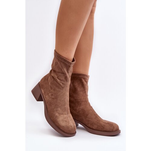 EVENTO Women&amp;#039;s low heeled ankle boots brown Aphroteia Slike