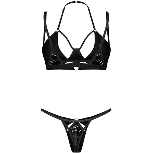 Obsessive Keira Lise - sjajni komplet grudnjaka (crni) - L/XL Cijene