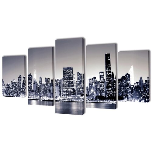 VidaXL Monokromatski set slika na platnu panorama New Yorka 100 x 50 cm Slike