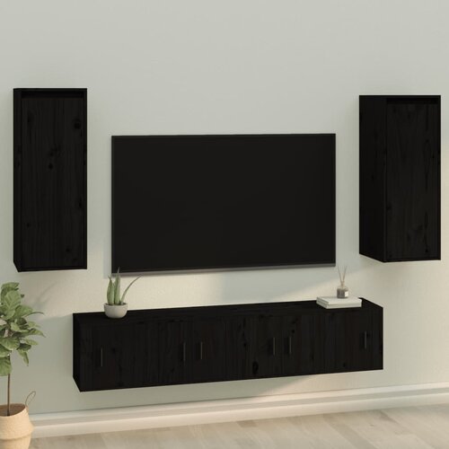 Furnova Stenska omarica 2 kosa črna 30x30x80 cm trdna borovina, (21950106) Slike