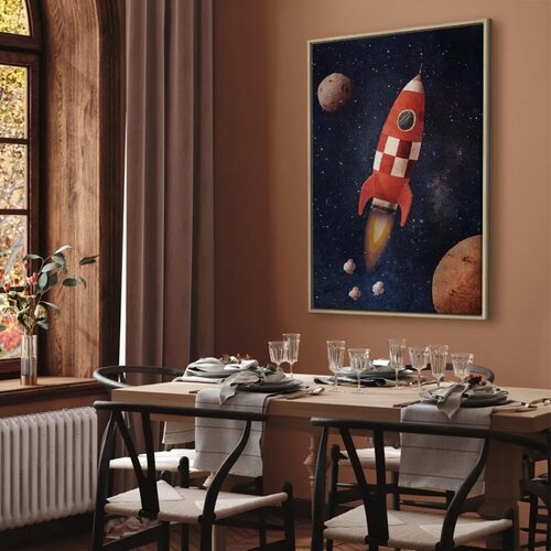  Slika - Into the Unknown by Rocket (1 Part) Vertical 80x120 U prirodnom drvenom okviru Slike