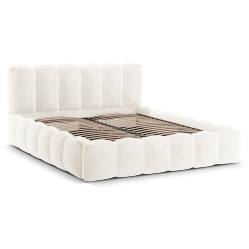 Micadoni Krem tapecirani bračni krevet s prostorom za pohranu s podnicom 180x200 cm Lupine &amp;ndash; Home Slike
