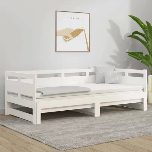  Izvlečna dnevna postelja bela trdna borovina 2x(90x200) cm, (20601226)