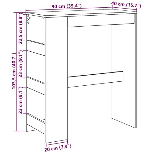  Barski stol s policama Crni hrast 90x40x103 5 cm Konstruirano drvo - Crni hrast Slike