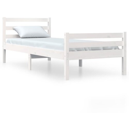 vidaXL Posteljni okvir bel iz trdnega lesa 100x200 cm, (20904661) Cene