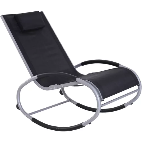Outsunny vodoodporni gugalni stol, aluminijasti vrtni ležalnik s teksturo 117x62x91cm črn, (20753066)