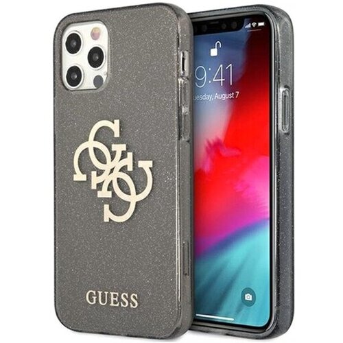 Guess Guhcp12mpcugl4gbk big logo silikonski ovitek za iphone 12 / 12 pro - z zlatimi ble&amp;scaron;čicami Slike