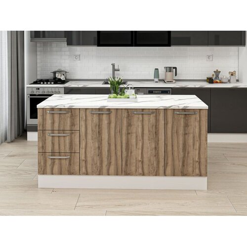 Hanah home kuhinjsko ostrvo Alvinka 20252, 180 cm, belo / dore Cene