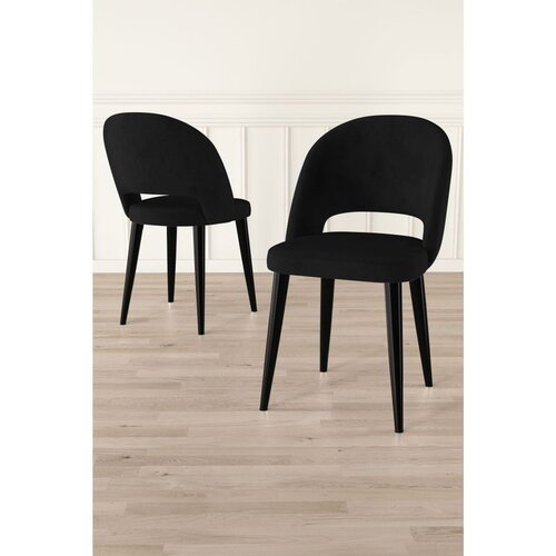 Hanah home set trpezarijskih stolica Pane 6 kom, crna tkanina Babyface, crne metalne noge Cene