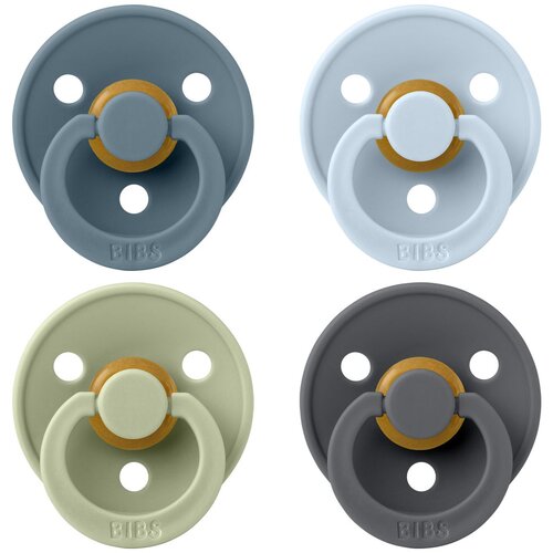 Bibs tolažilna duda - lateks Colour komplet, okrogle, 6-18 m, 4/1 Petrol/Sage/Baby/Iron Cene
