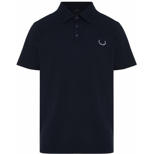 Trendyol Navy Blue Regular/Normal Cut Embroidered Textured Polo Collar T-Shirt Slike